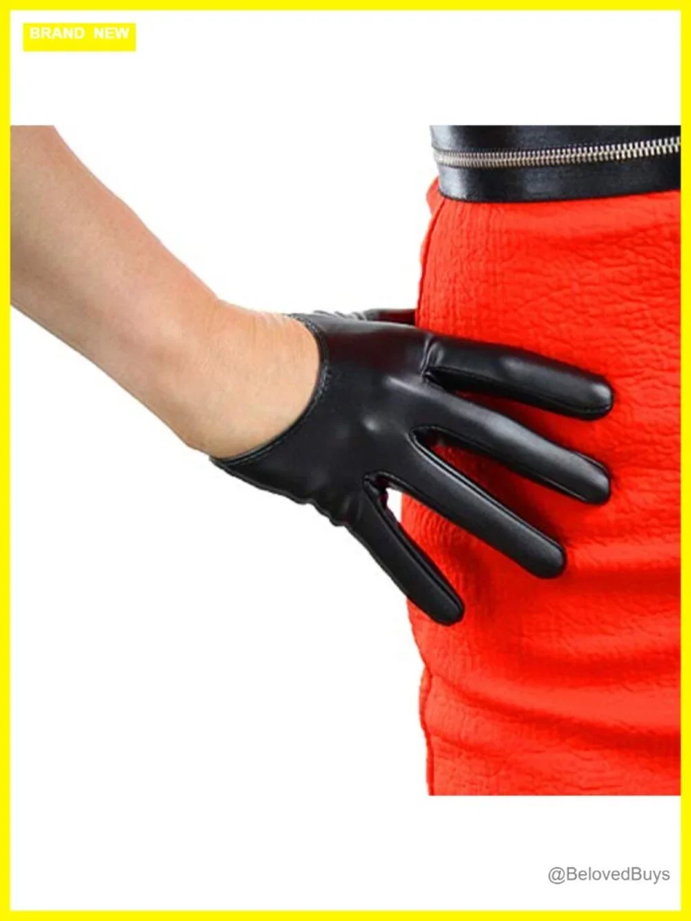 Faux Leather Half Palm Gloves for Driving Cosplay Costume Parties